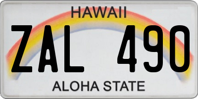 HI license plate ZAL490