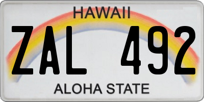 HI license plate ZAL492