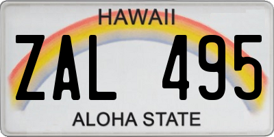 HI license plate ZAL495