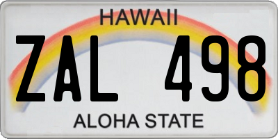 HI license plate ZAL498