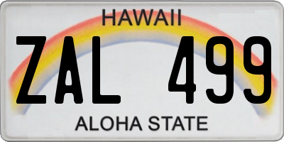 HI license plate ZAL499