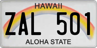 HI license plate ZAL501