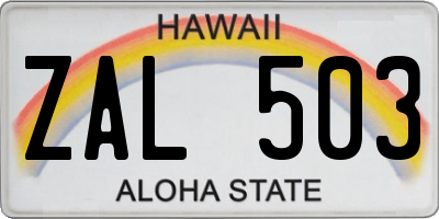 HI license plate ZAL503
