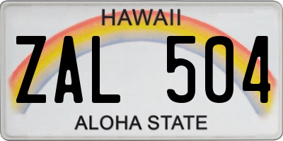 HI license plate ZAL504