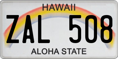 HI license plate ZAL508
