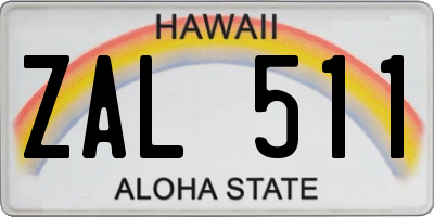 HI license plate ZAL511