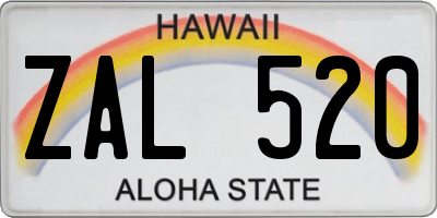 HI license plate ZAL520