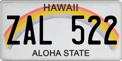 HI license plate ZAL522