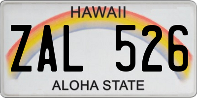 HI license plate ZAL526
