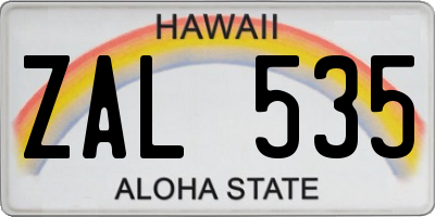 HI license plate ZAL535