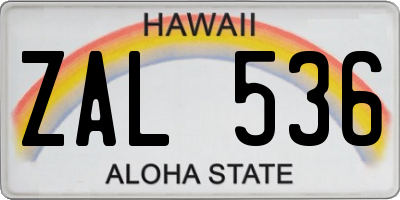 HI license plate ZAL536