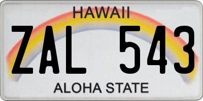 HI license plate ZAL543