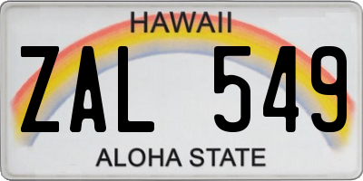 HI license plate ZAL549