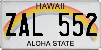 HI license plate ZAL552