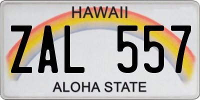 HI license plate ZAL557