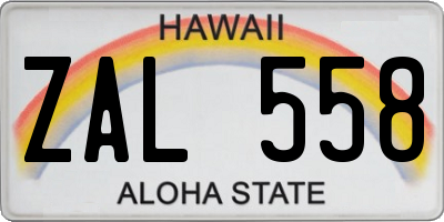 HI license plate ZAL558