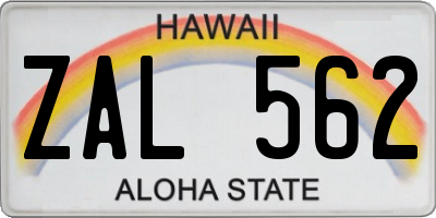 HI license plate ZAL562