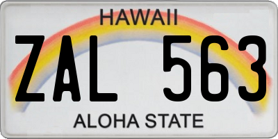 HI license plate ZAL563