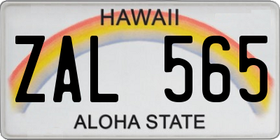HI license plate ZAL565