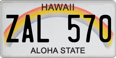 HI license plate ZAL570