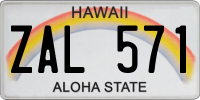 HI license plate ZAL571