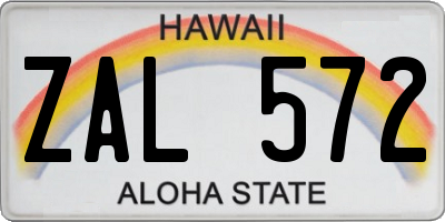 HI license plate ZAL572
