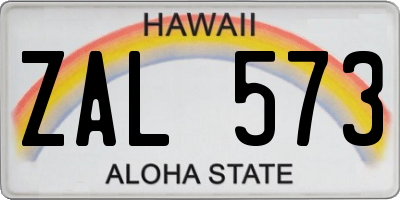 HI license plate ZAL573