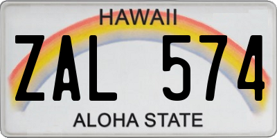 HI license plate ZAL574