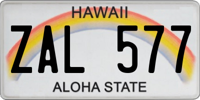 HI license plate ZAL577