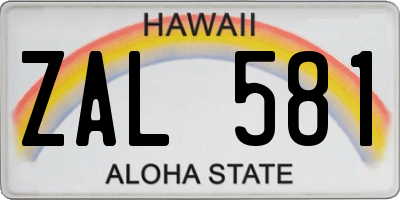 HI license plate ZAL581