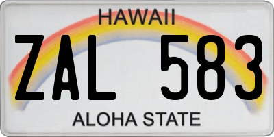 HI license plate ZAL583
