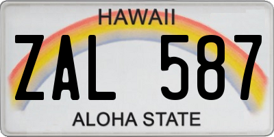 HI license plate ZAL587