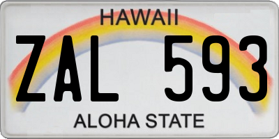 HI license plate ZAL593