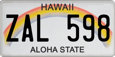 HI license plate ZAL598