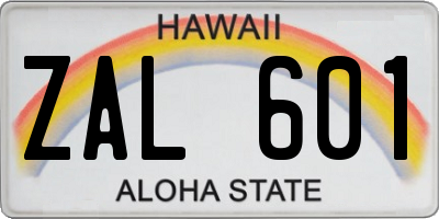 HI license plate ZAL601