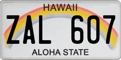 HI license plate ZAL607