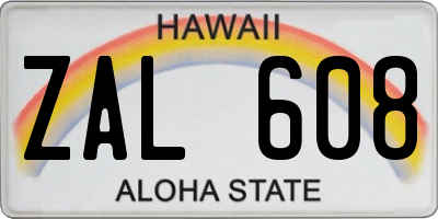 HI license plate ZAL608