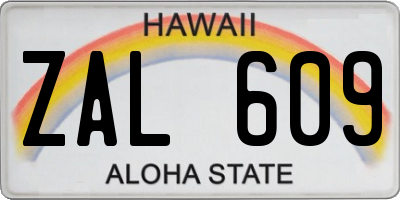 HI license plate ZAL609