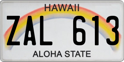 HI license plate ZAL613