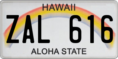HI license plate ZAL616