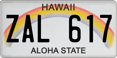 HI license plate ZAL617