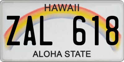 HI license plate ZAL618