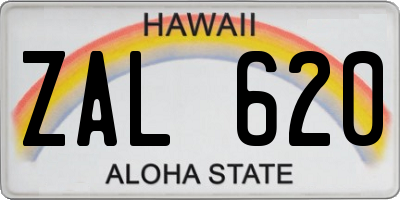 HI license plate ZAL620
