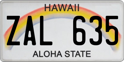 HI license plate ZAL635