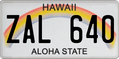 HI license plate ZAL640