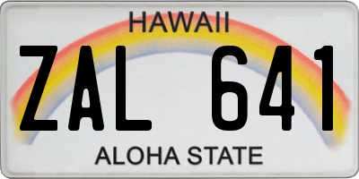 HI license plate ZAL641