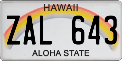 HI license plate ZAL643