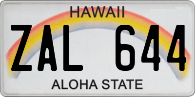 HI license plate ZAL644