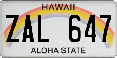 HI license plate ZAL647