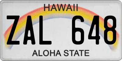 HI license plate ZAL648